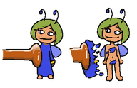 1girl artist:unknown before_and_after blue_fairy colored convenient_censor frog navel pixel_art poke_all_toads ragged_clothes smug toad tongue torn_clothes tummy // 718x463 // 25KB