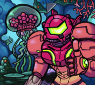 1girl artist:deeznutterbutterz metroid metroid_(species) samus_aran underwater // 1416x1262 // 1.9MB