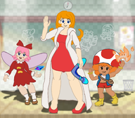 3girls artist:runebrave kirby_(series) kirby_64_the_crystal_shards mona paper_mario ribbon_(kirby) toad travelling_sisters_three warioware // 2160x1890 // 952KB