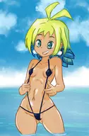 1girl artist:lisden colored marona phantom_brave sling_bikini tanned // 656x1000 // 188KB