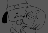 1boy 1girl artist:bad_drawfag biting_lips breast_press breasts huge_breasts lammy_lamb licking monochrome parappa parappa_the_rapper sketch tongue tongue_out um_jammer_lammy // 1854x1265 // 241KB