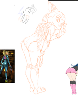 1girl angela_cross artist:TioMegamanX bending_over furry peace_sign ratchet_&_clank sketch solo wip zero_suit // 535x658 // 141KB