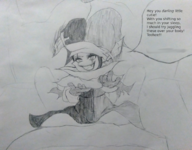 1boy 1girl artist:chrisfantasy final_fantasy juggler juggling knife moogle text traditional_medium // 1600x1248 // 2.8MB