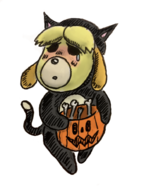 1girl animal_crossing artist:skiffle_bop colored costume halloween isabelle // 700x933 // 480KB
