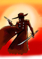 artist:anaugi colored gun katana red_steel the_hero // 800x1131 // 620KB