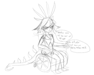1girl artist:piopoi league_of_legends monochrome neeko no_background sketch speech_bubble tail text wheelchair // 962x768 // 162KB