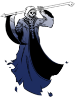 castlevania colored death looking_at_viewer pointing scythe skeleton // 1424x1780 // 170KB