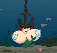 1girl anchor artist:bonitanon bonita_zako huge_breasts mermaid stretch_panic underwater // 700x650 // 172KB