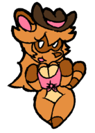 1girl animal_crossing anthro artist:unknown breast_squish breasts cleavage colored furry fusion huge_breasts looking_at_viewer oc princess_peach seducing seductive super_mario tax_queen tom_nook // 440x615 // 27KB