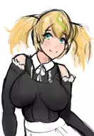 1girl blonde_hair colored elbow_gloves gene gloves green_eyes maid phantasy_star_online phantasy_star_online_2 smile twintails // 2000x2900 // 1.7MB