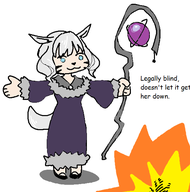 1girl animal_ears artist:unknown blue_eyes catgirl final_fantasy magic miqo'te robe solo staff tail white_hair y'shtola_rhul // 553x559 // 51KB