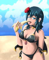 1girl artist:soandnb banana bikini byleth fire_emblem fire_emblem_three_houses // 889x1080 // 818KB