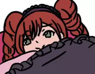 1girl amy_sorel artist:goseb90 blanket colored drill_hair green_eyes parody red_hair smile soul_(series) soulcalibur // 262x206 // 25KB