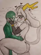 1boy 1girl artist:rigeldraws ass furry huge_ass human nude Pseudoregalia sybil text thick_thighs traditional_medium // 3000x4000 // 3.7MB