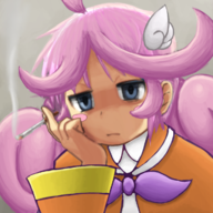 1girl ahoge blue_eyes colored edit pink_hair puyo_puyo raffine smoking // 1198x1200 // 1.1MB