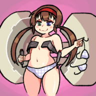 artist:bacon boob_grab breast_grab colored grope groping heterochromia ryoubi senran_kagura topless underwear // 500x500 // 213KB