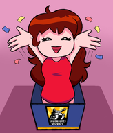 1girl artist:unknown brown_hair colored confetti eyes_closed friday_night_funkin' girlfriend long_hair newgrounds present solo text // 1234x1444 // 458KB