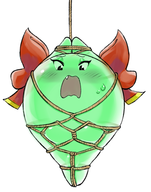 1girl artist:mariogrant black_eyes bondage bow colored fang ghost lady_bow paper_mario rope solo super_mario // 751x958 // 422KB