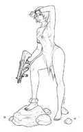 dino_crisis gun monochrome outfit prehistoric regina // 755x1200 // 167KB