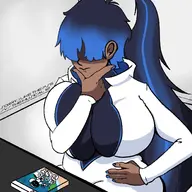 v_the_musical v_the_musical_XII 1girl album_cover artist:unknown astro_bot astrobot breasts colored console-tan dark_skin game gigantic_breasts hair_covering_eye hand_on_hips hand_on_jaw huge_breasts playstation playstation_5 ps5-tan robot text thick thick_thighs thinking // 1400x1400 // 222KB