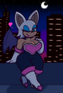 1girl artist:gaianex breasts cleavage colored eye_shadow hand_on_breast heart high_heel_boots high_heels huge_breasts looking_at_viewer night rouge_the_bat seducing seductive seductive_smile sitting sonic_(series) wink // 1091x1625 // 437KB