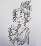 1girl artist:kujalla burrito eating final_fantasy final_fantasy_xiv krile_mayer_baldesion traditional_medium // 1664x1849 // 1.1MB