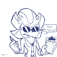 1boy artist:sin clipboard dialogue gloves pen shades shadow_the_hedgehog sonic_(series) speech_bubble sunsglasses text // 1024x1024 // 299KB