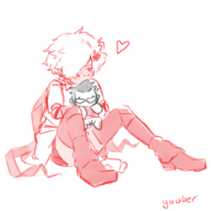 1girl artist:jpegged monochrome no_more_heroes plushie shinobu_jacobs travis_touchdown // 1000x1000 // 288KB