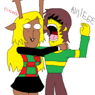 1boy 1girl artist:2hufag blonde_hair choking deltarune furry kris noelle_holiday parody // 400x400 // 16KB