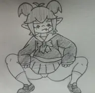 1girl artist:billyfutureboy beebz cameltoe demon_turf panties squatting traditional_medium upskirt // 2941x2862 // 3.2MB