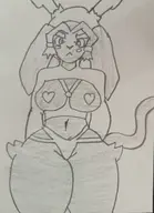 1girl artist:billyfutureboy blush breasts clothes furry hoodie panties pasties Pseudoregalia sybil thick_thighs traditional_medium wide_hips // 2645x3656 // 3.1MB