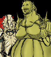 2girls artist:gusgux breasts colored dark_souls dragon_slayer_ornstein executioner_smough genderbend laughing ornstein rule_63 smough // 850x950 // 679KB