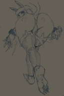 1girl artist:unknown ass ass_focus barefoot bending_over bent_over feet huge_ass looking_back monochrome ms._fortune panties sketch skullgirls thick_thighs // 499x744 // 171KB