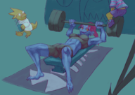 2girls abs alphys artist:unknown exercising frisk undertale undyne // 3508x2480 // 3.8MB