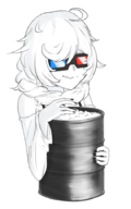 1girl 3d_glasses abyssal ahoge artist:evilvileveil barrel eating glasses kantai_collection painted_nails popcorn supply_depot_hime // 570x910 // 256KB