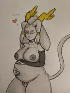 1girl artist:rigeldraws breasts colored furry heart huge_breasts nude pregnant Pseudoregalia pubic_hair sybil traditional_medium // 3000x4000 // 3.6MB