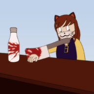 1girl a_hat_in_time amputation artist:unknown blood cat_ears cleaver colored gore hat_kid mask milk punishment solo stealing tears // 1030x1030 // 457KB