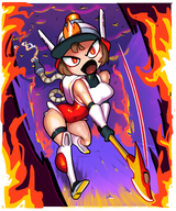 1girl artist:minus8 axe fire mighty_switch_force patricia_wagon // 1180x1412 // 1.5MB