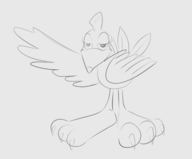 1girl artist:unknown banjo-kazooie feet kazooie large_feet monochrome sketch // 1690x1398 // 244KB