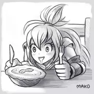 1girl artist:mako food granblue_fantasy pie zooey // 1000x1000 // 279KB