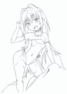 1girl artist:nininho cameltoe happy long_hair one-piece_swimsuit serena smile swimsuit traditional_medium violated_heroine wet // 1251x1736 // 1.9MB