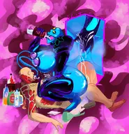 1boy 1girl alchohol artist:scorndude colored cum dark_samus drink lactation metroid_prime milking_machine scorn_guy sex // 2677x2781 // 3.5MB