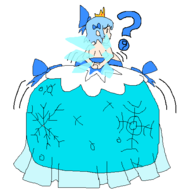 1girl artist:unknown cirno crown dress huge_breasts touhou // 500x500 // 13KB