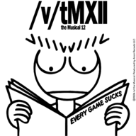 v v-tan v_the_musical v_the_musical_XII 1boy album_cover artist:unknown board-tan lineart monochrome newspaper reading text // 1401x1401 // 157KB