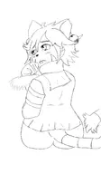 ass blush bottomless catgirl elh_melizee from_behind furry looking_over_shoulder monochrome rainbowoak solatorobo tail // 875x1500 // 231KB