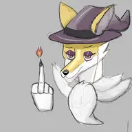 1girl artist:unknown colored eye_shadow eyelashes flipping_off flipping_the_bird fox furry hand_gesture hat middle_finger tagme witch witch_hat // 3000x3000 // 1.0MB