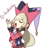 1girl blonde_hair colored eyes_closed floppy hat laughing magilou parody pointy_ears tales_(series) tales_of_berseria text // 1640x1865 // 711KB