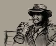 artist:danmit cowboy drinking john_marston mcdonalds red_dead_redemption // 758x620 // 218KB