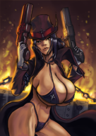 artist:cutesexyrobutts beyond_the_grave bikini cleavage colored gigantic_breasts gun gungrave huge_breasts looking_at_viewer rule_63 scar underboob // 1200x1700 // 1.8MB