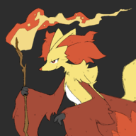 artist:pr_quote colored colorist:miqotefag delphox fire furry pokemon stick third-party_coloring // 3000x3000 // 419KB